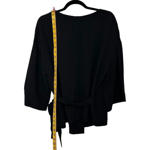 NWT Theory Black Long-Sleeve Wrap V-neck Blouse Top (L) - Picture 5 of 14